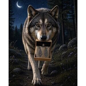 Handmade Crescent Moon Crystal Dangle Earrings Gothic Boho Silver Tone